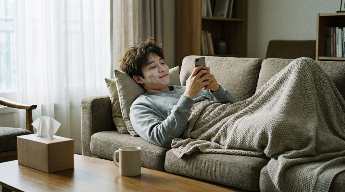영국에서 아파서 병가를 신청하며 고용주에게 연락하는 모습
